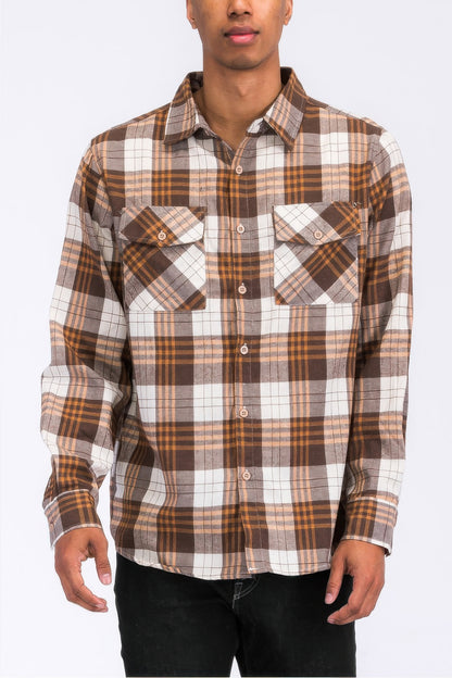 Regular Fit Checker Plaid Flannel Long Sleeve - All Season Fashion
