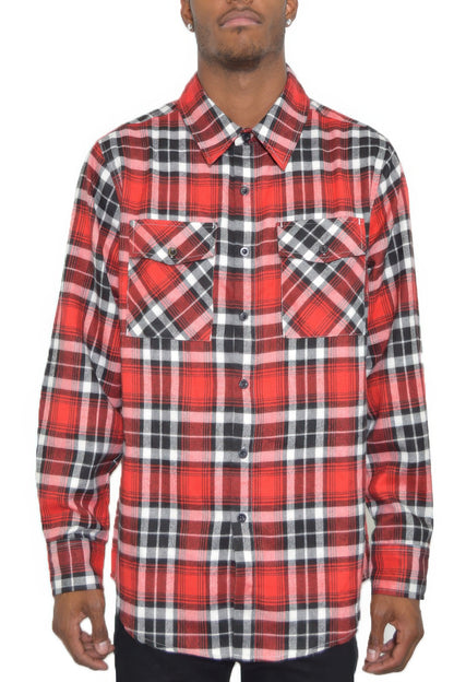 Regular Fit Checker Plaid Flannel Long Sleeve - All Season Fashion