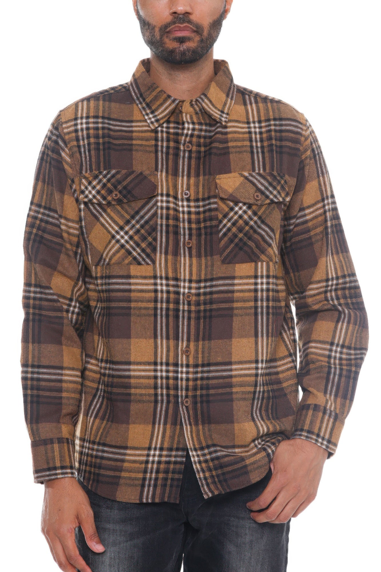 Regular Fit Checker Plaid Flannel Long Sleeve - All Season Fashion