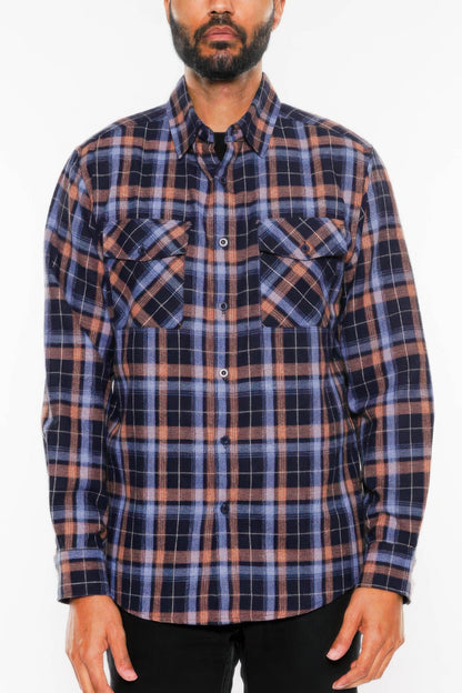 Regular Fit Checker Plaid Flannel Long Sleeve - All Season Fashion