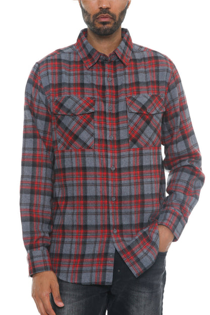Regular Fit Checker Plaid Flannel Long Sleeve - All Season Fashion