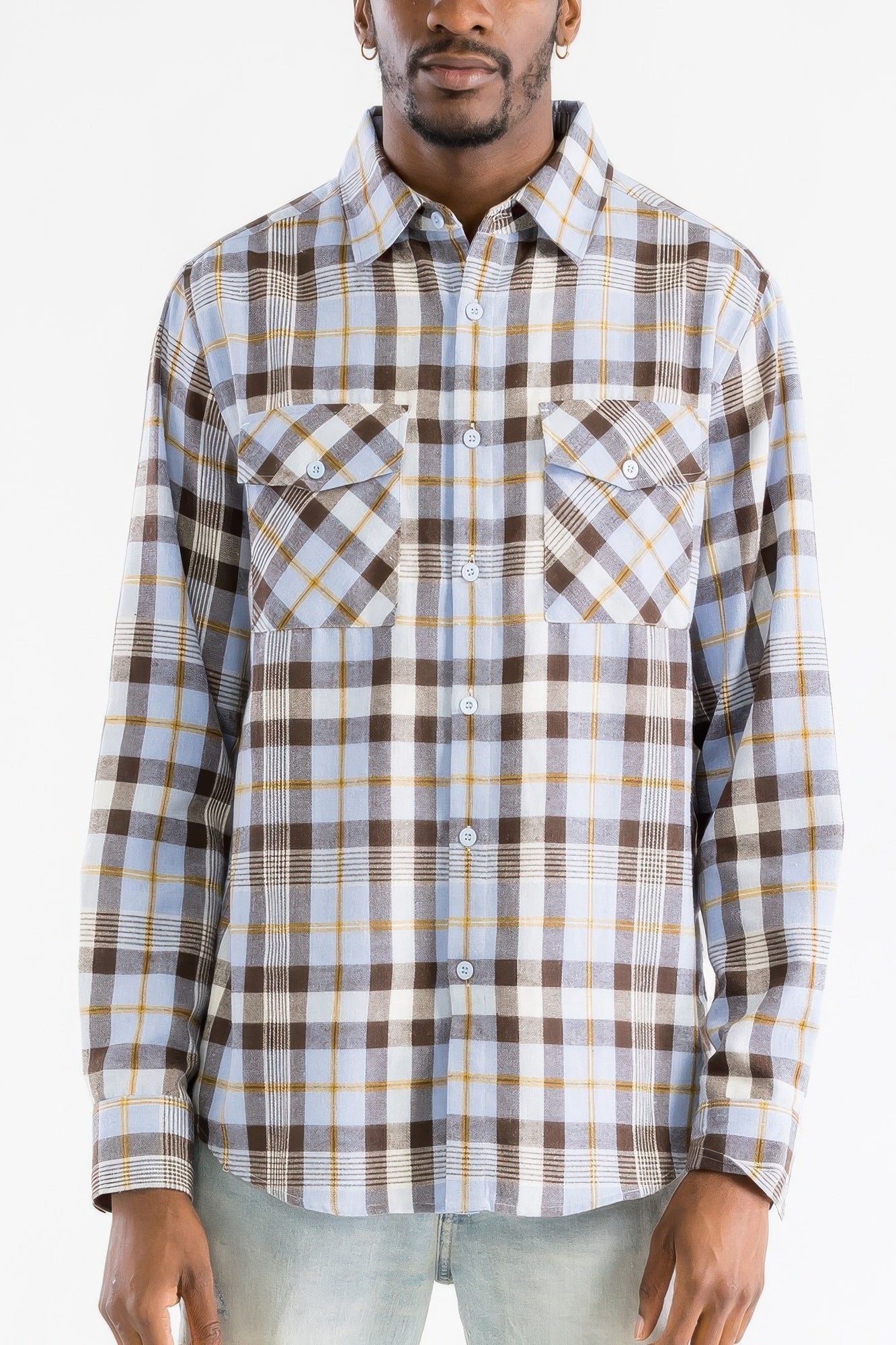 Regular Fit Checker Plaid Flannel Long Sleeve - All Season Fashion