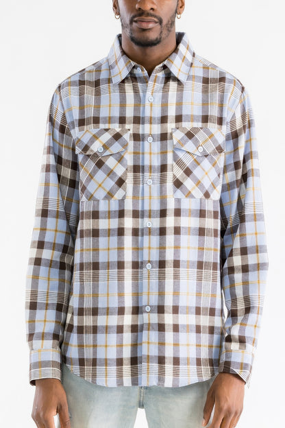 Regular Fit Checker Plaid Flannel Long Sleeve - All Season Fashion