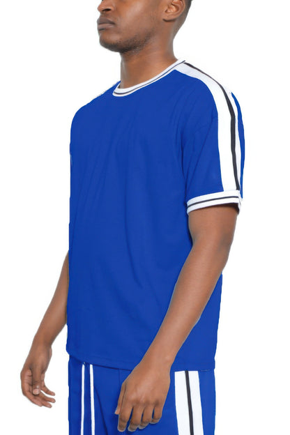 Striped Tape Short Sleeve Tshirt - All Season Fashion