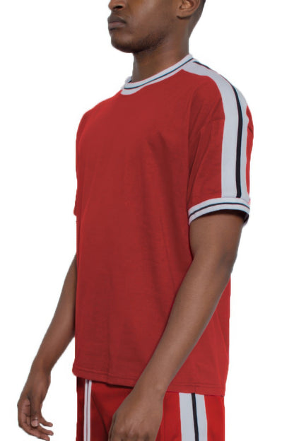 Striped Tape Short Sleeve Tshirt - All Season Fashion
