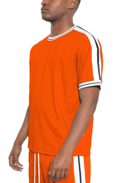 Striped Tape Short Sleeve Tshirt - All Season Fashion