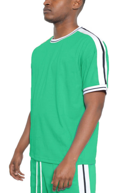 Striped Tape Short Sleeve Tshirt - All Season Fashion