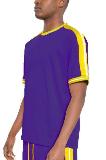 Striped Tape Short Sleeve Tshirt - All Season Fashion