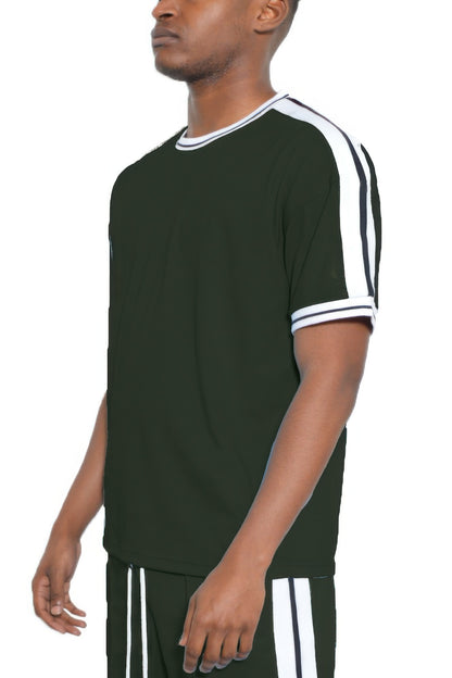 Striped Tape Short Sleeve Tshirt - All Season Fashion