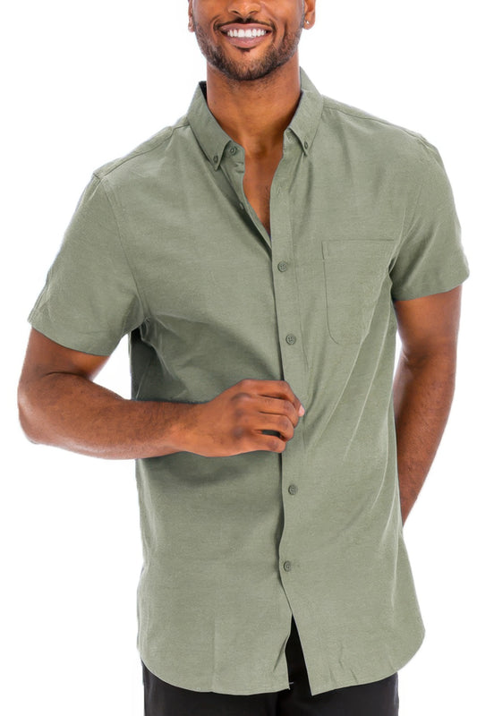 Men's Casual Short Sleeve Solid Shirts - All Season Fashion