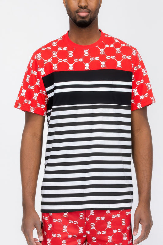 Chain Link Print Short Sleeve Tshirt - All Season Fashion