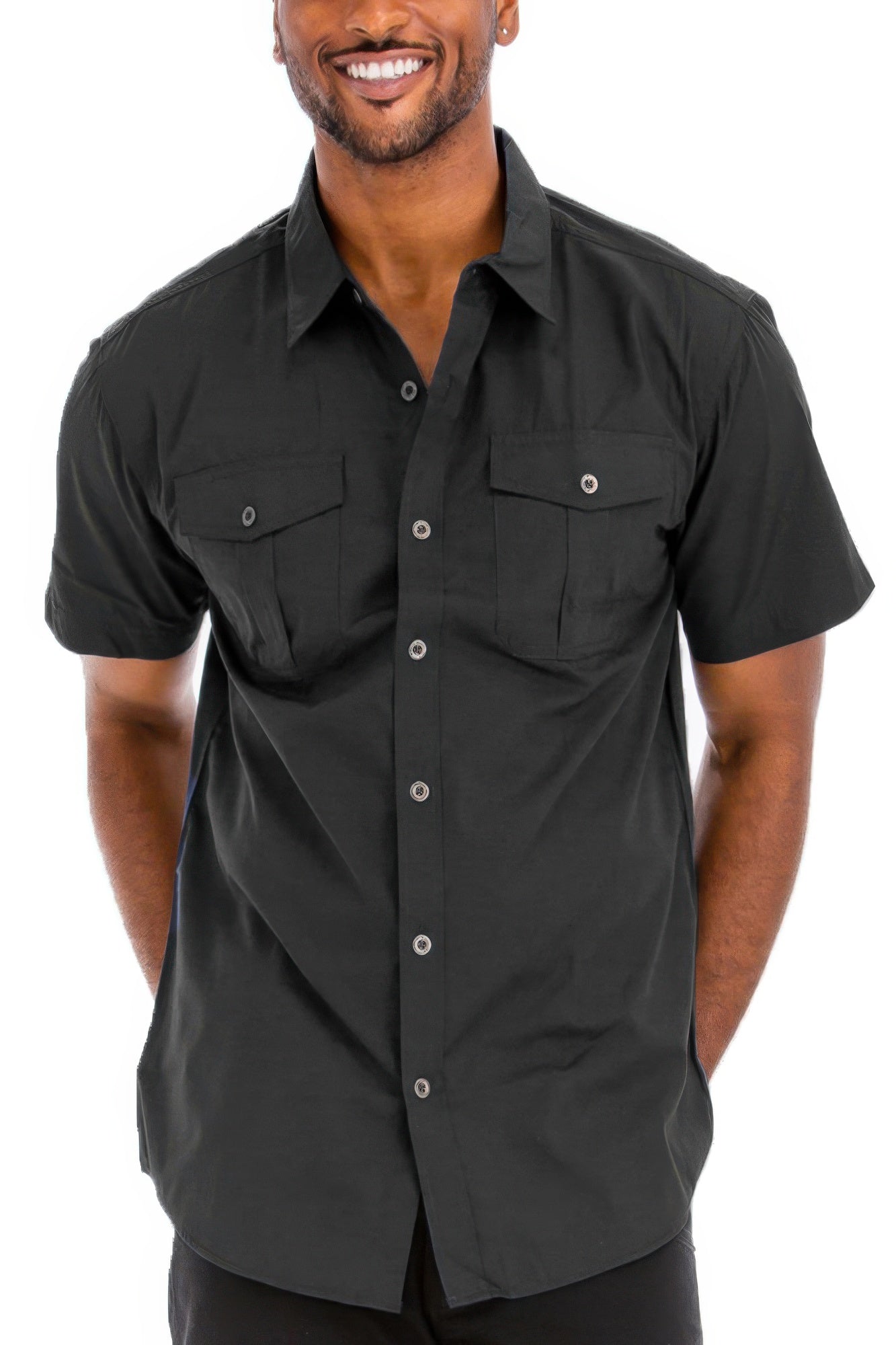 Two Chest Pocket Short Sleeve Shirt - All Season Fashion