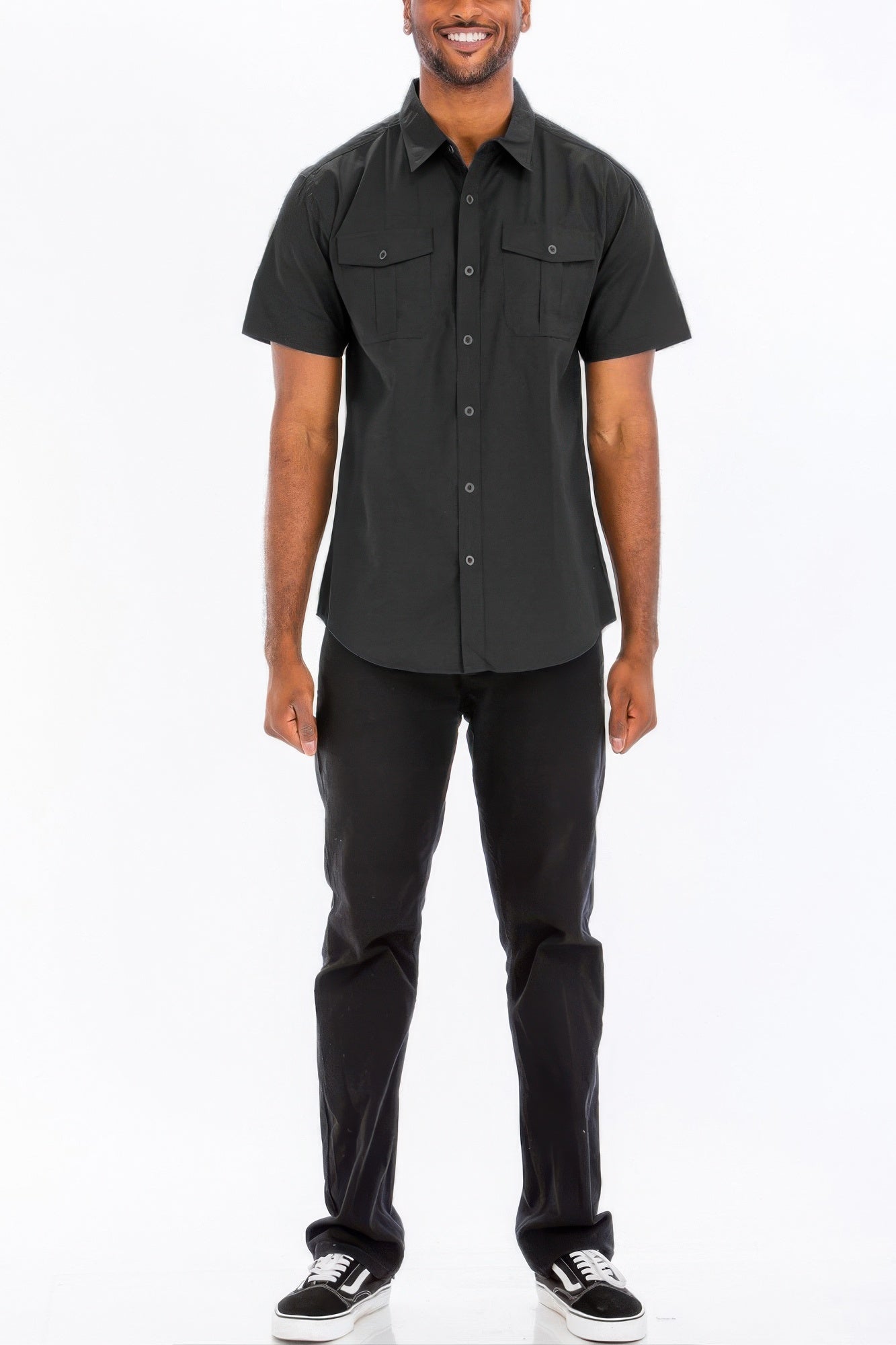 Two Chest Pocket Short Sleeve Shirt - All Season Fashion