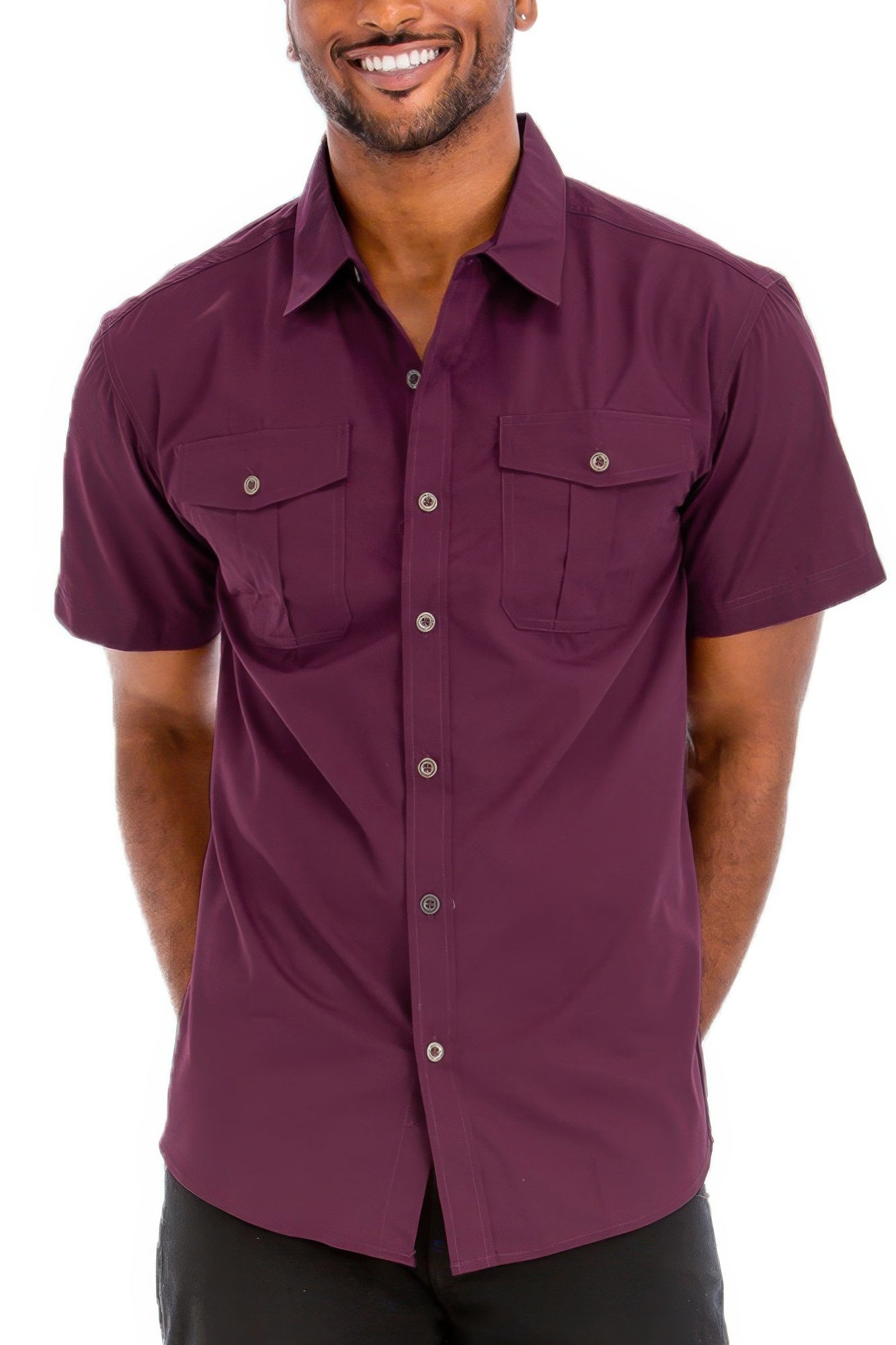 Two Chest Pocket Short Sleeve Shirt - All Season Fashion