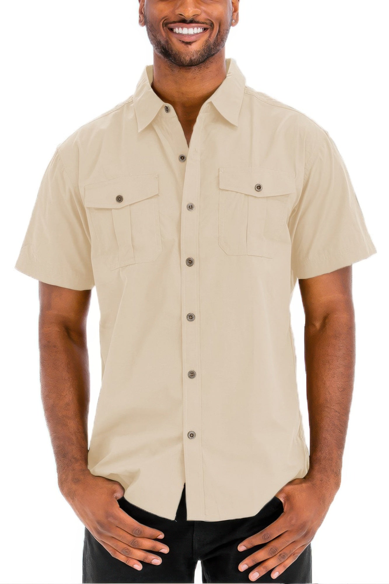 Two Chest Pocket Short Sleeve Shirt - All Season Fashion