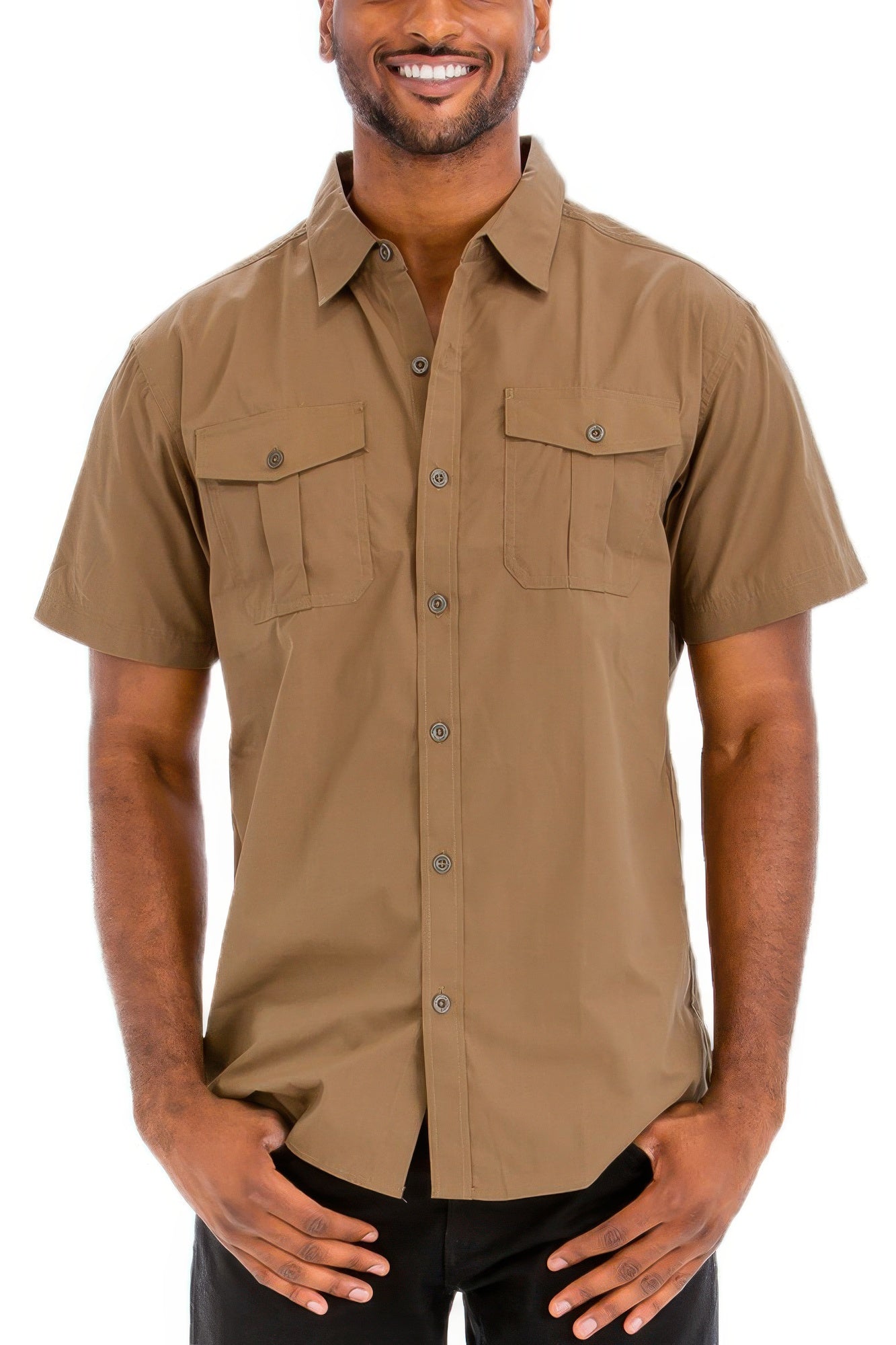 Two Chest Pocket Short Sleeve Shirt - All Season Fashion
