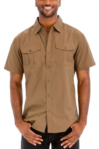 Two Chest Pocket Short Sleeve Shirt - All Season Fashion