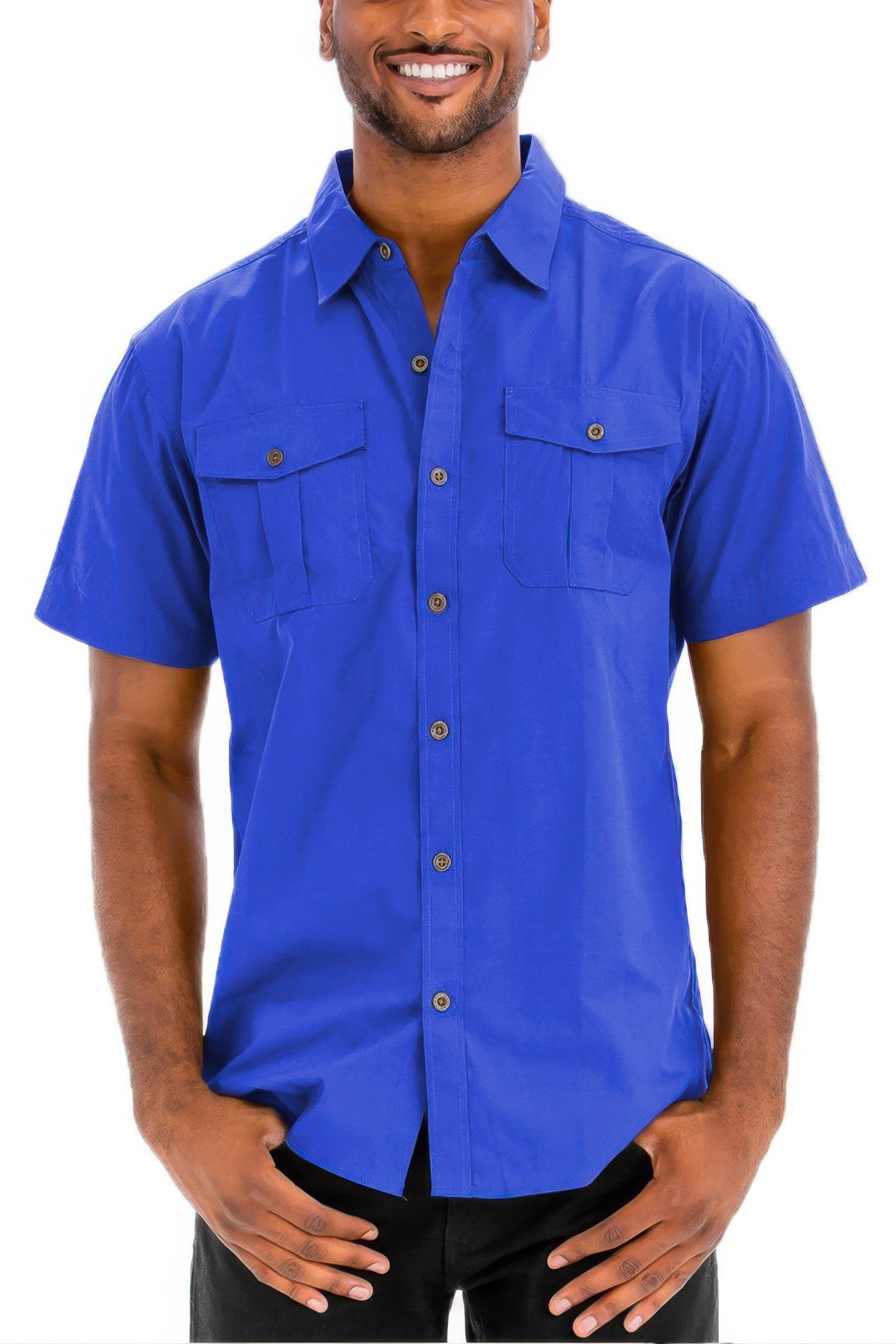 Two Chest Pocket Short Sleeve Shirt - All Season Fashion