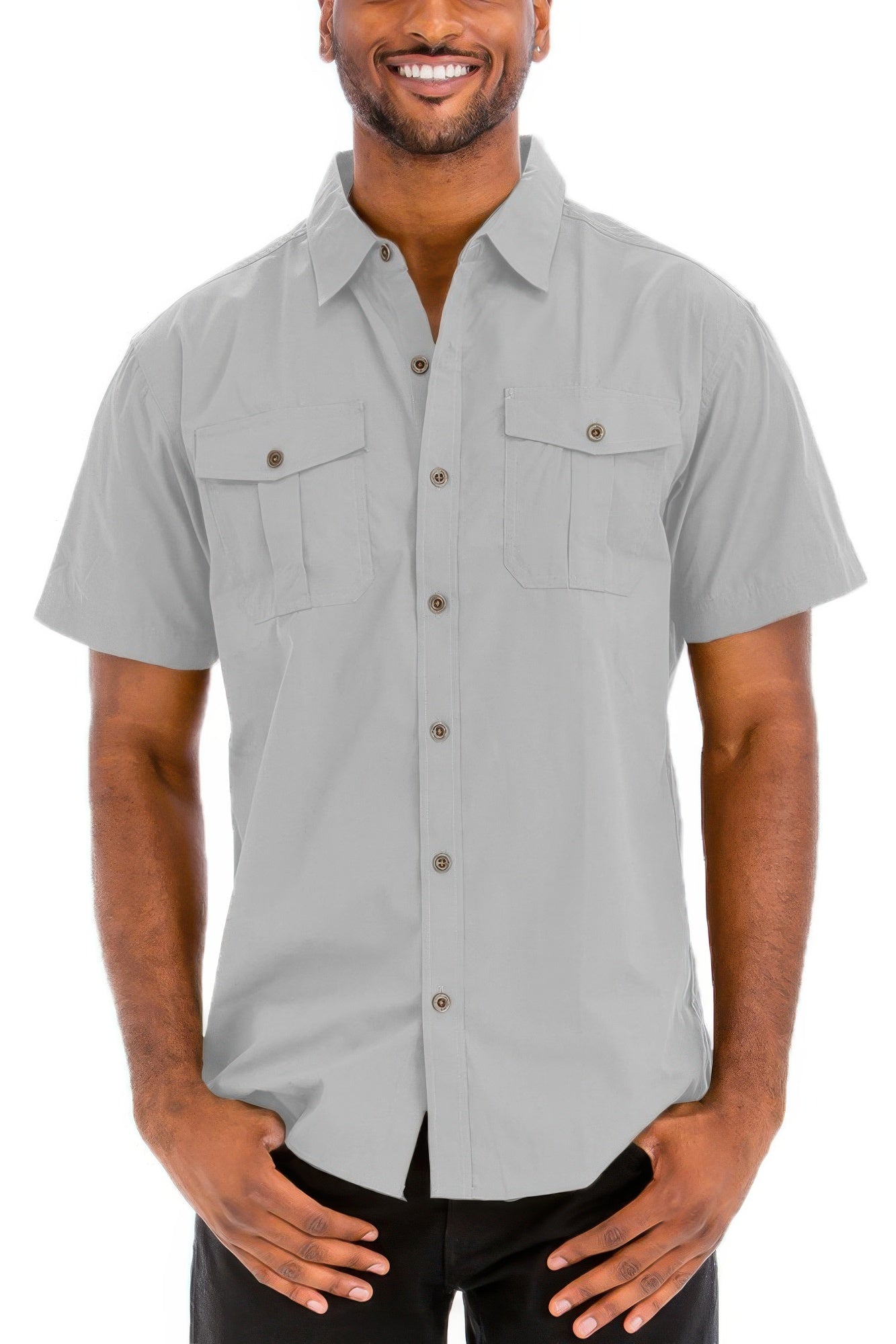 Two Chest Pocket Short Sleeve Shirt - All Season Fashion