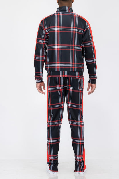 Plaid Checkered Full Zip Track Pants - All Season Fashion