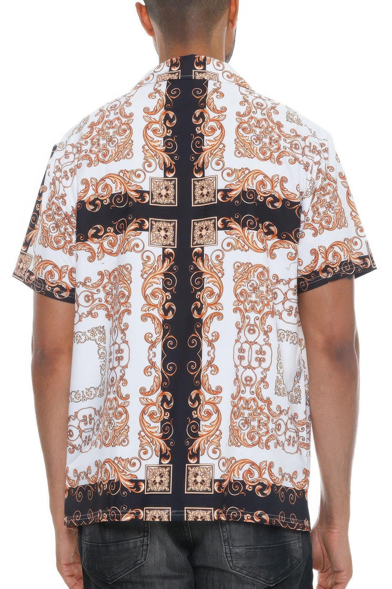 Mens Collared Print Button Down - All Season Fashion
