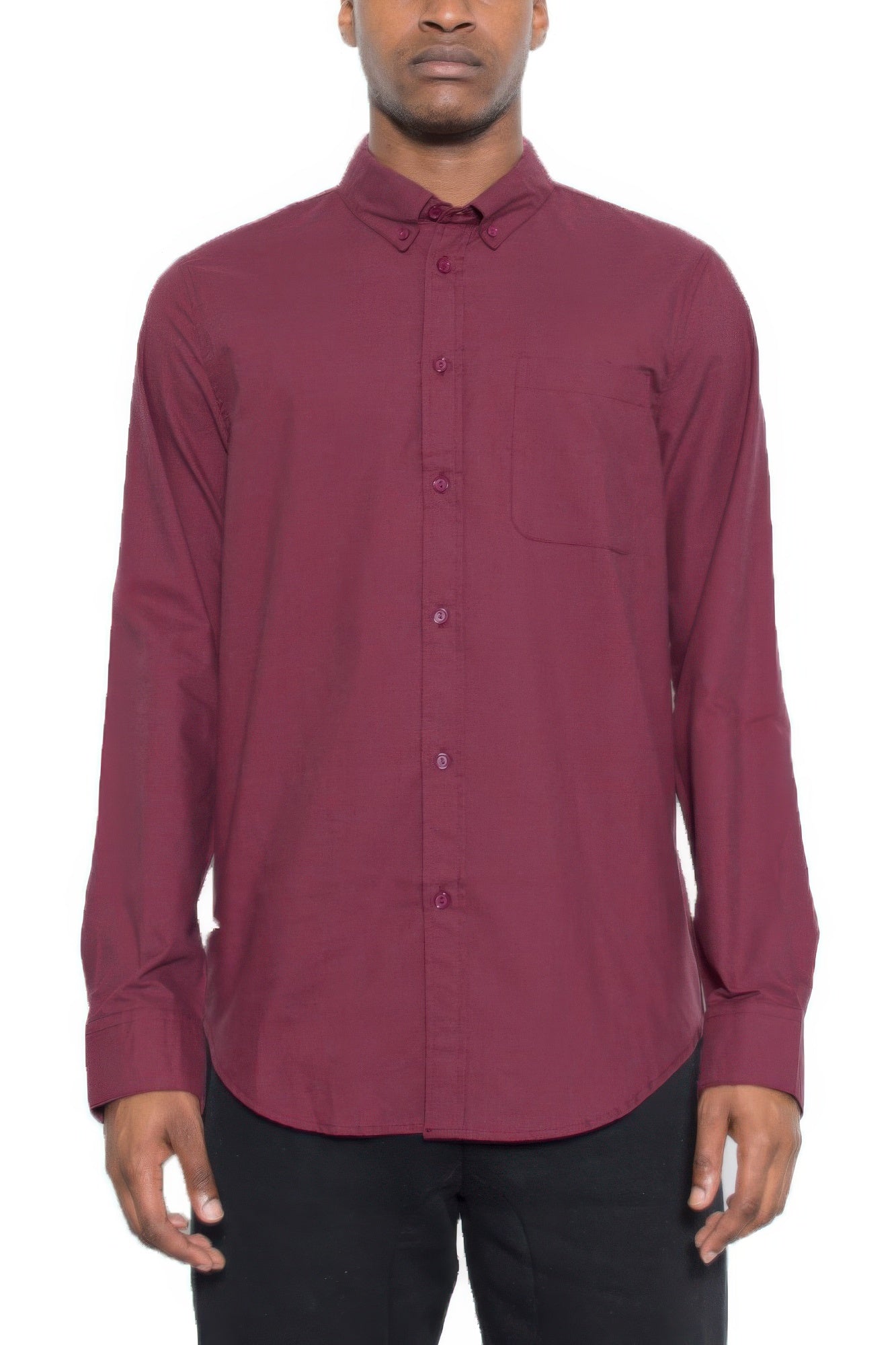 Mens Solid Long Sleeve Button Down - All Season Fashion