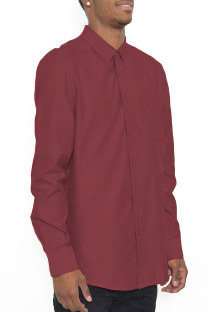 Mens Solid Long Sleeve Button Down - All Season Fashion