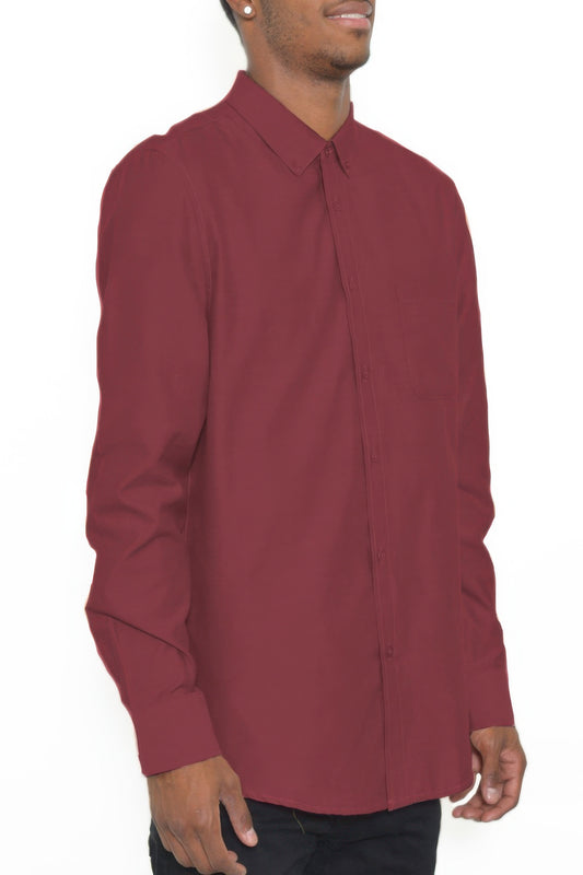 Mens Solid Long Sleeve Button Down - All Season Fashion