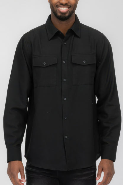 Mens Solid Flannel Shirt - All Season Fashion