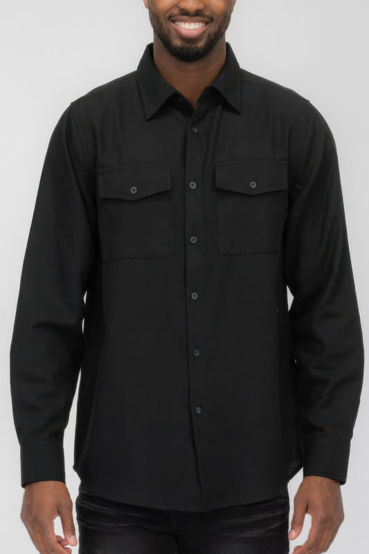 Mens Solid Flannel Shirt - All Season Fashion