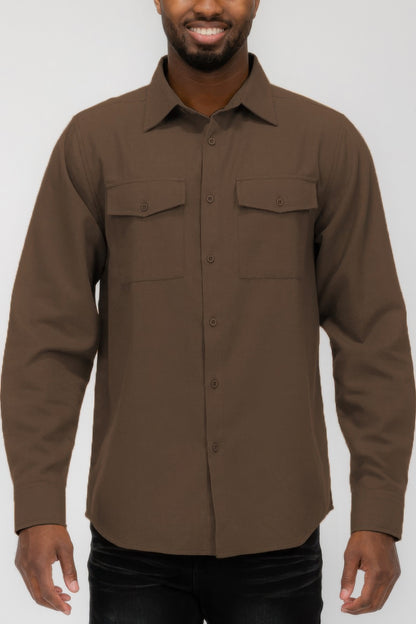 Mens Solid Flannel Shirt - All Season Fashion