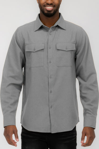 Mens Solid Flannel Shirt - All Season Fashion