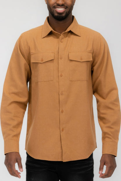 Mens Solid Flannel Shirt - All Season Fashion