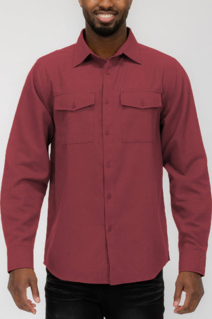 Mens Solid Flannel Shirt - All Season Fashion