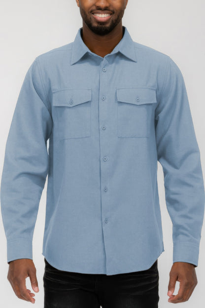 Mens Solid Flannel Shirt - All Season Fashion