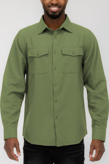 Mens Solid Flannel Shirt - All Season Fashion