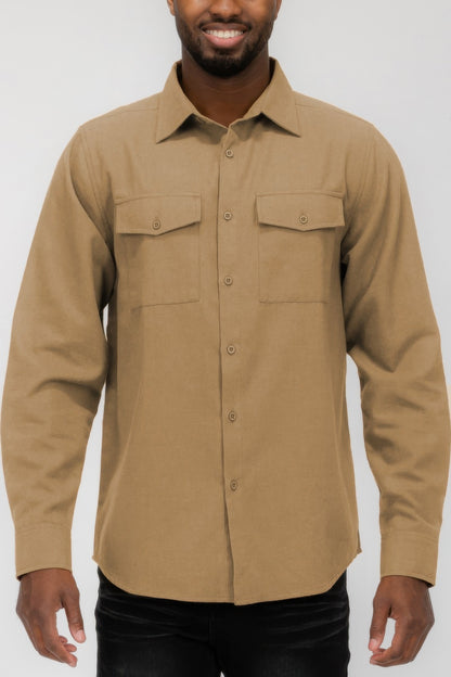 Mens Solid Flannel Shirt - All Season Fashion