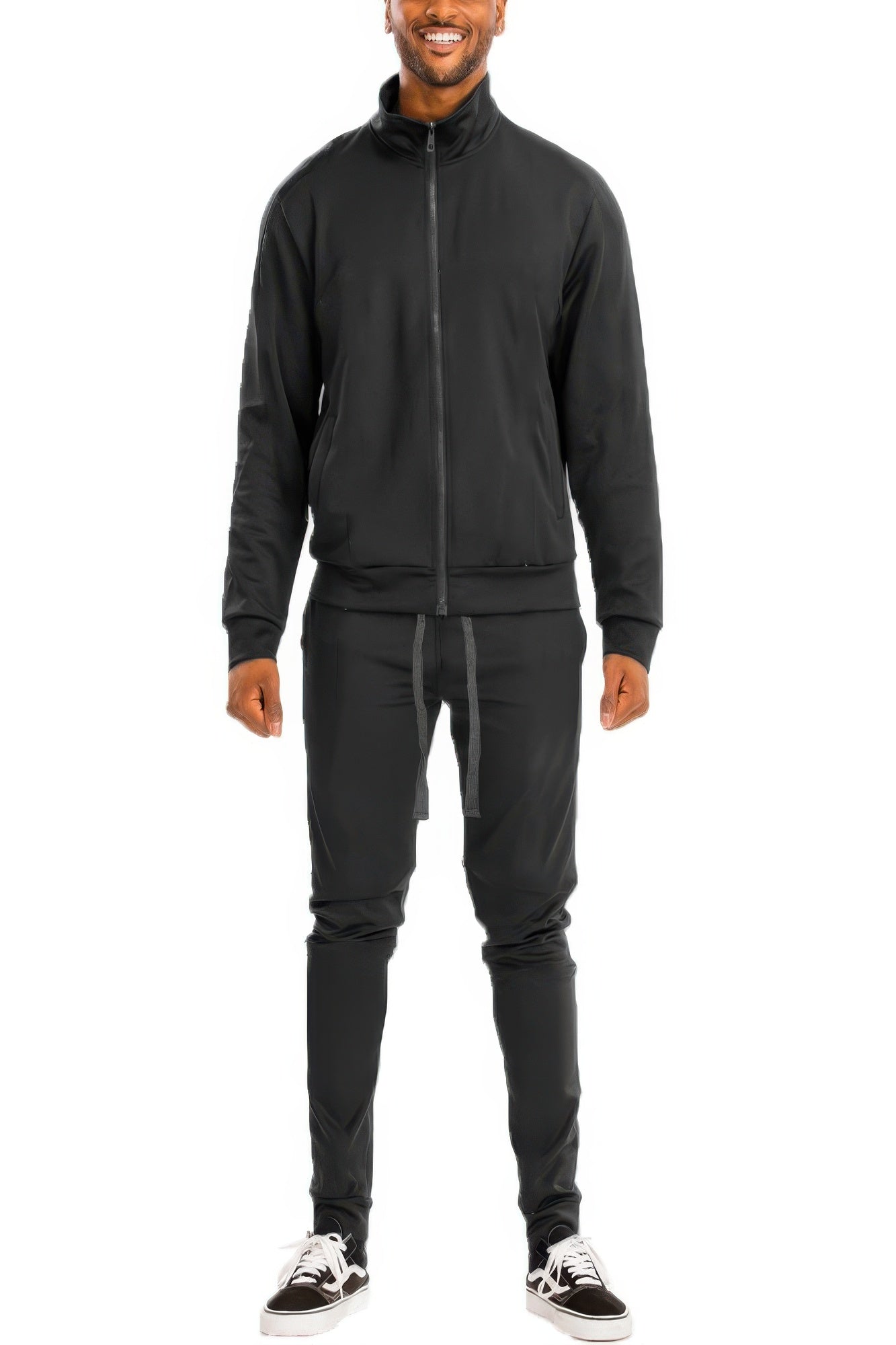 Full Zip Up Solid Track Jacket Set - All Season Fashion
