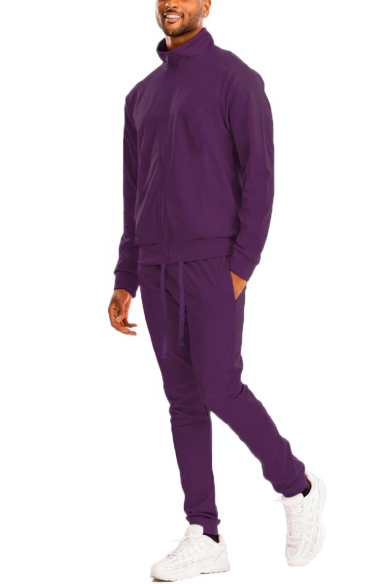 Full Zip Up Solid Track Jacket Set - All Season Fashion