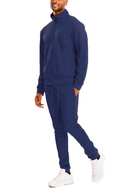 Full Zip Up Solid Track Jacket Set - All Season Fashion