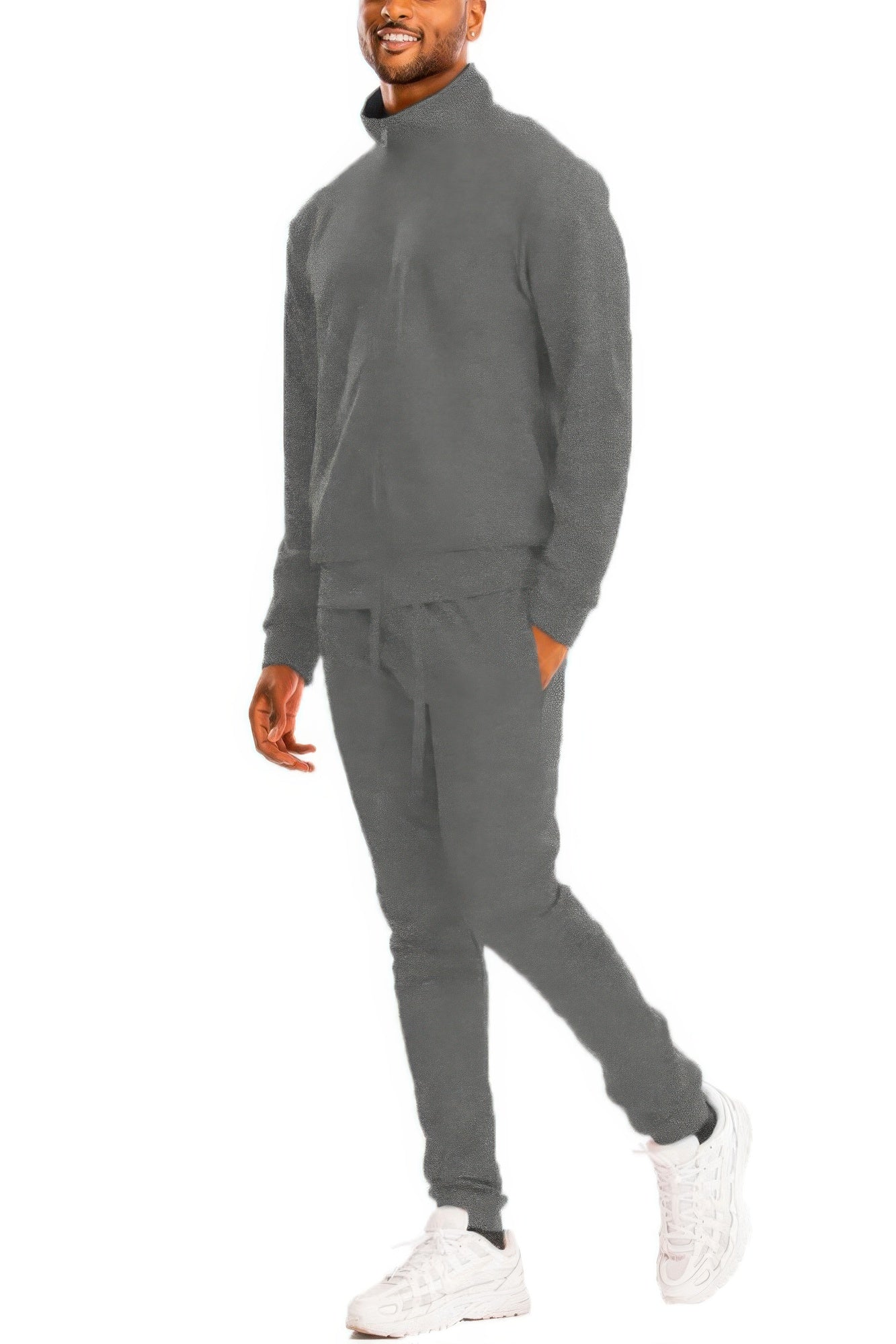 Full Zip Up Solid Track Jacket Set - All Season Fashion