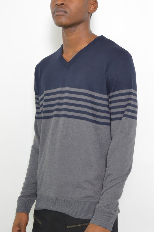 Mens Knit Vneck Pullover Sweater - All Season Fashion