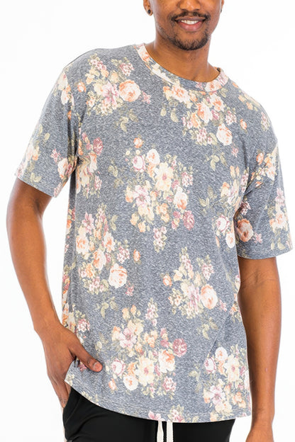 Heathered Floral Tshirt - All Season Fashion