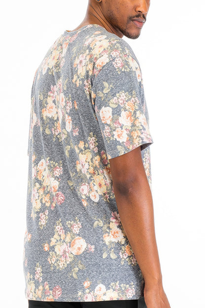 Heathered Floral Tshirt - All Season Fashion