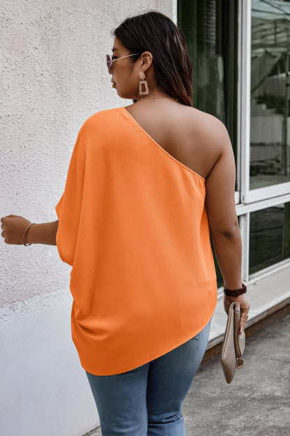 Plus One Shoulder Solid Casual Loose Fit Shirt - All Season Fashion