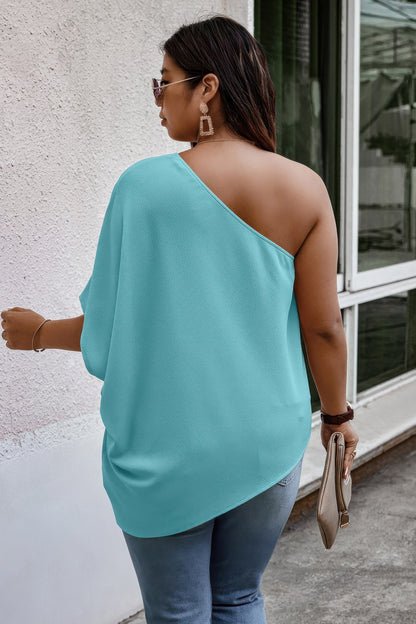 Plus One Shoulder Solid Casual Loose Fit Shirt - All Season Fashion