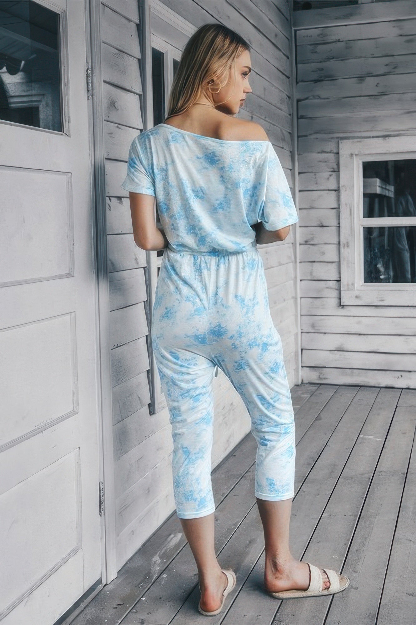 Tie Dye One Shoulder Drawstring Fit Jumpsuit - All Season Fashion