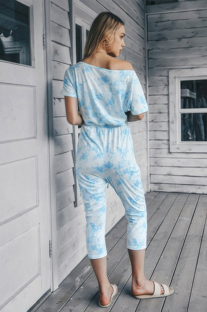 Tie Dye One Shoulder Drawstring Fit Jumpsuit - All Season Fashion