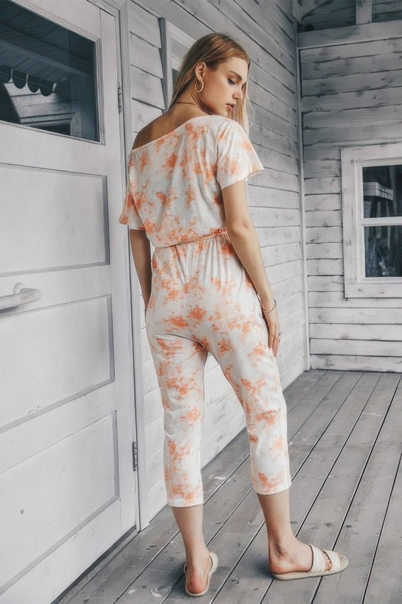 Tie Dye One Shoulder Drawstring Fit Jumpsuit - All Season Fashion