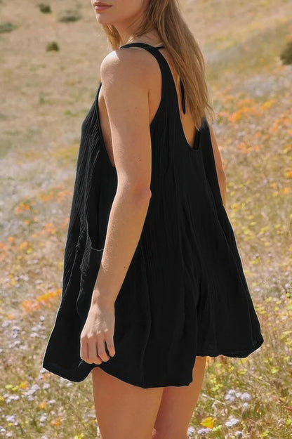 U Neck Backless Sleeveless Mini Pocket Dress - All Season Fashion